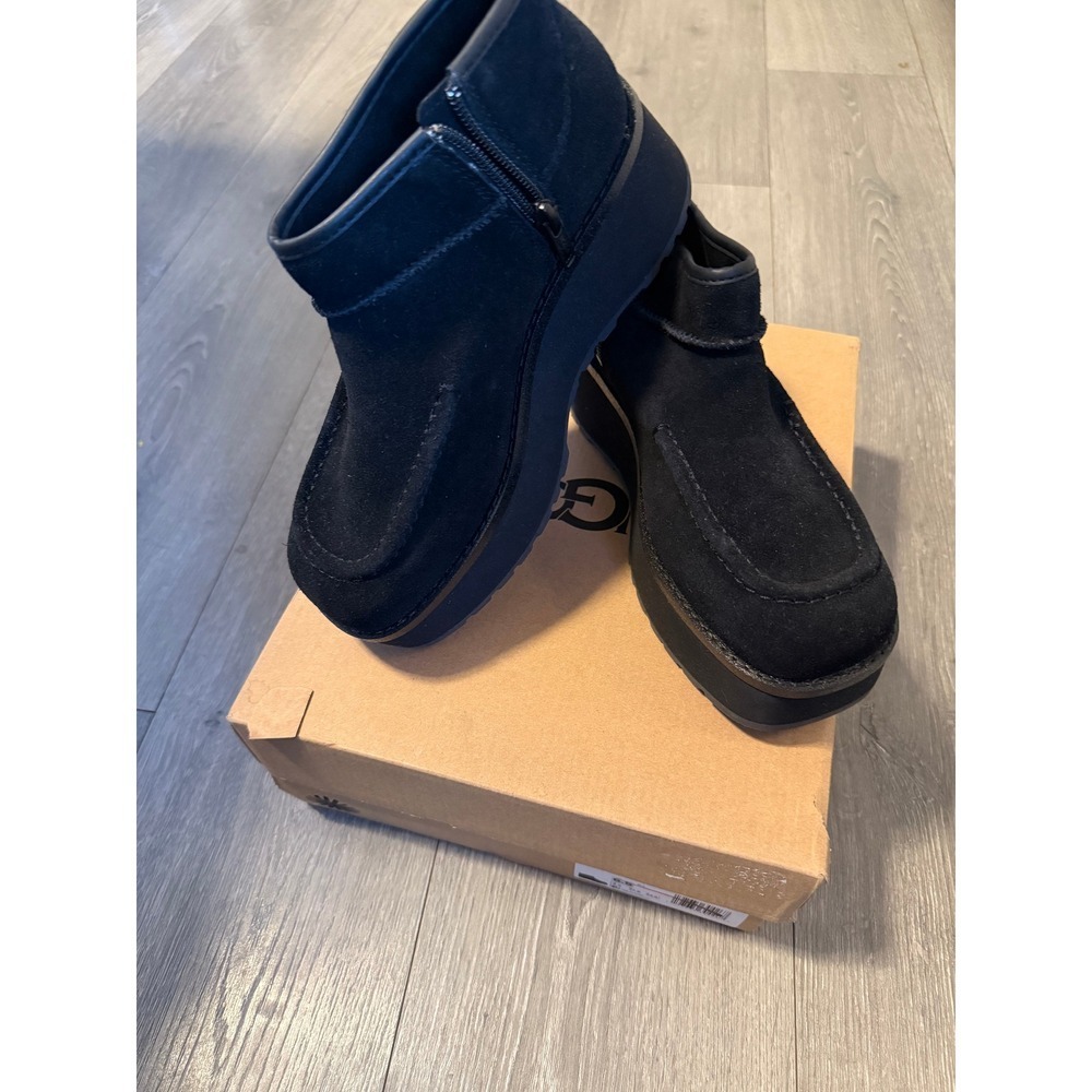 UGG Cityfunc Ultra Mini Black Suede Platform Wedge Boots Womens 6.5